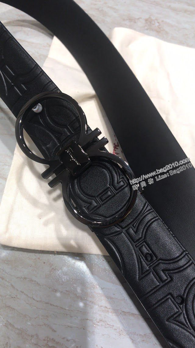 菲拉格慕男士皮帶 Ferragamo經典亮搶磨砂八字扣腰帶  jjp2131